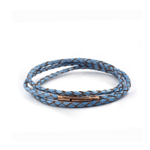 Baby Blue Leather Lock Bracelet Men's