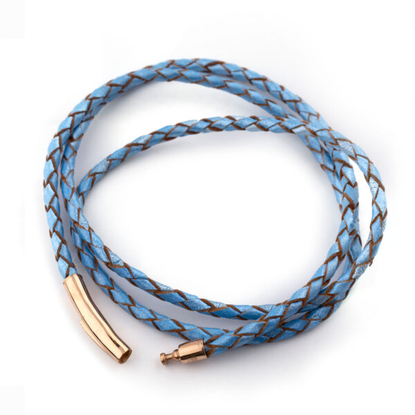 Baby Blue Leather Lock Bracelet Men's - Image 3