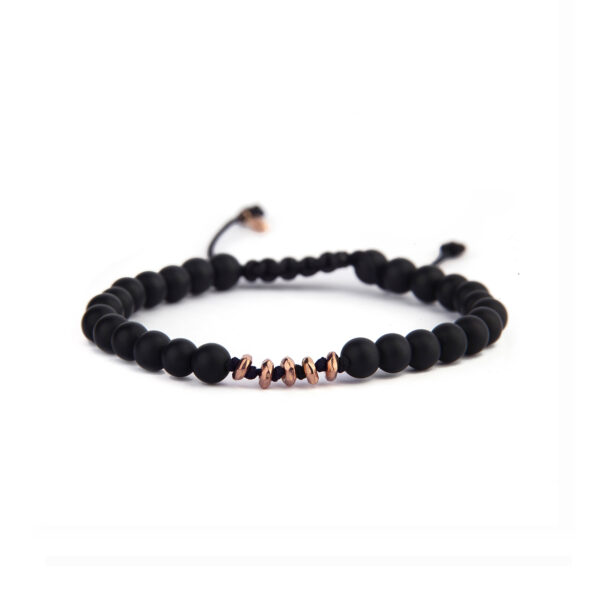 Black Agate Bracelet Men's Rose Gold