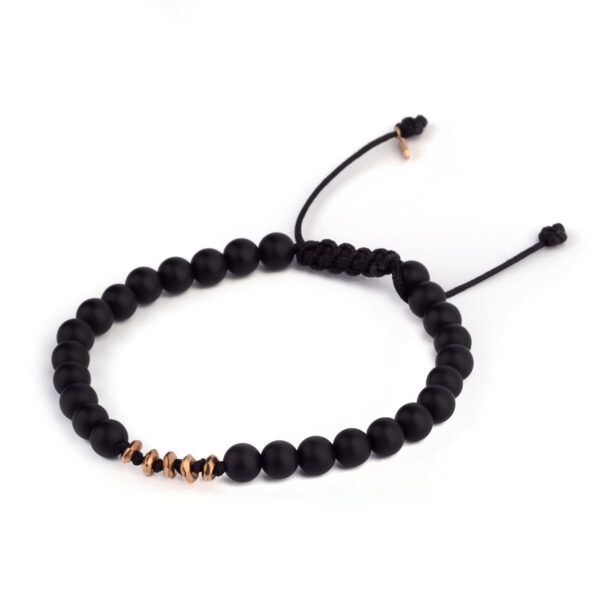 Black Agate Bracelet Men's Rose Gold - Image 3