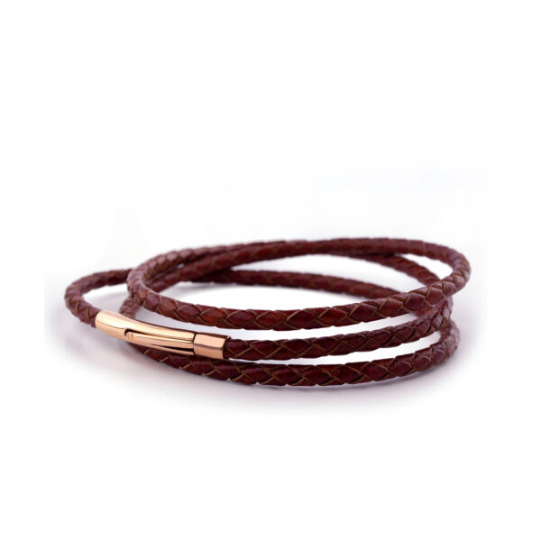 Brown Leather Lock Bracelet Men's