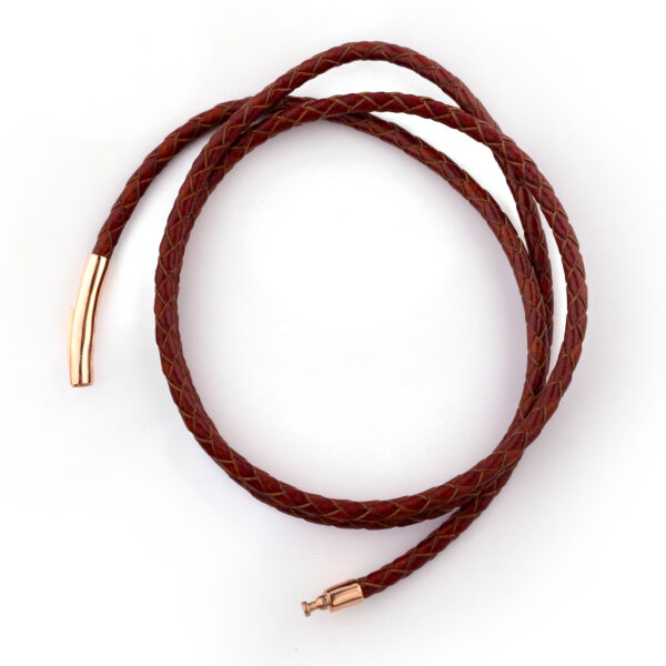 Brown Leather Lock Bracelet Men's - Image 3