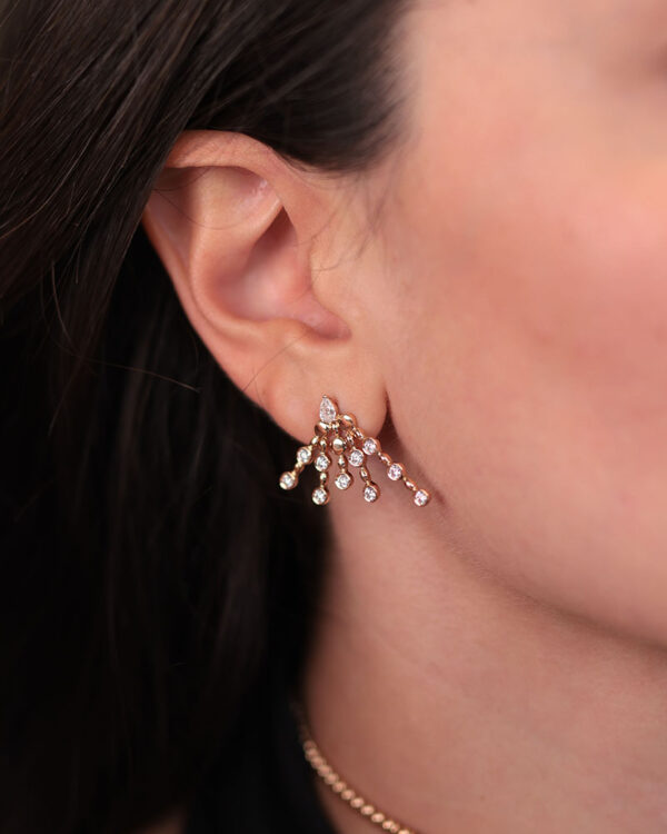 Flared Diamond Dots Earrings - Image 2