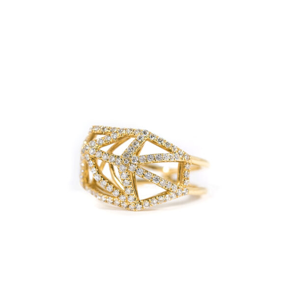 caged diamond ring 18K yellow gold