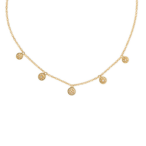 concave circles pendant 18k yellow gold with diamonds