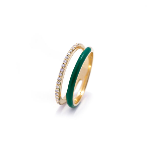 Emerald Green Enamel Pinky Ring - Image 5