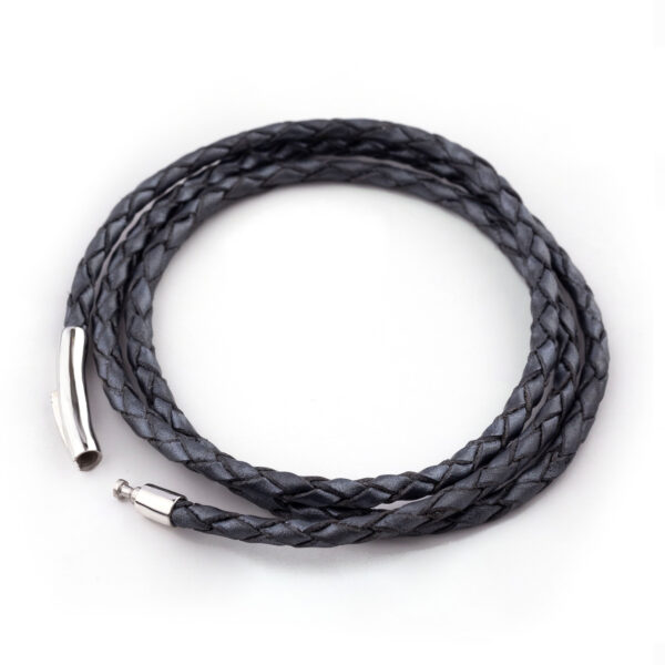 Grey Leather Lock Bracelet Mens - Image 3