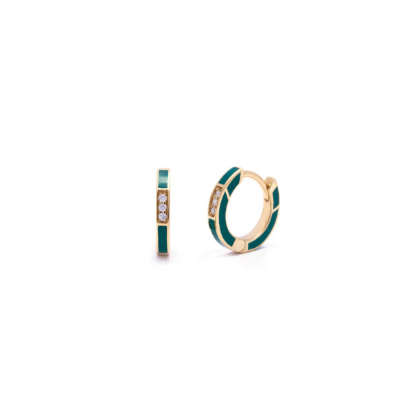 Huggie Earrings Emerald Green Enamel