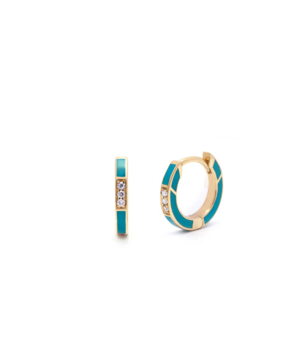 Huggie Earrings Turquoise Enamel