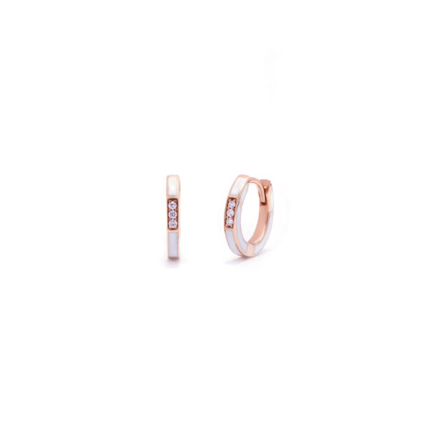 Huggie Earrings Pearl White Enamel