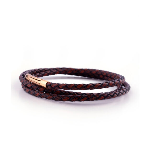 Mahogany Leather Lock Bracelet Men's