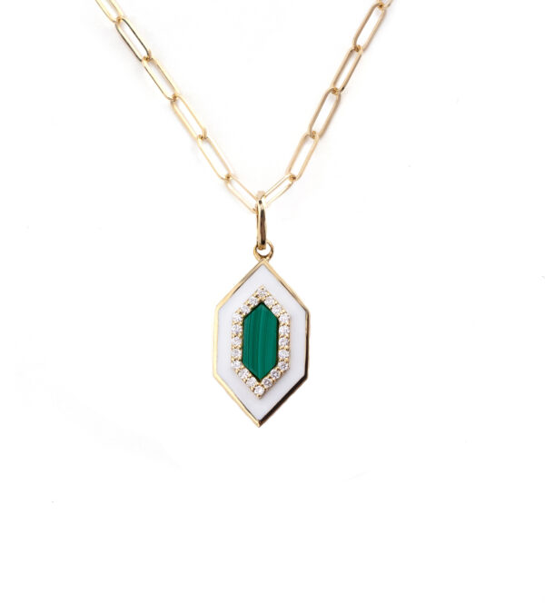 Malachite Hexagon Enamel Pendant