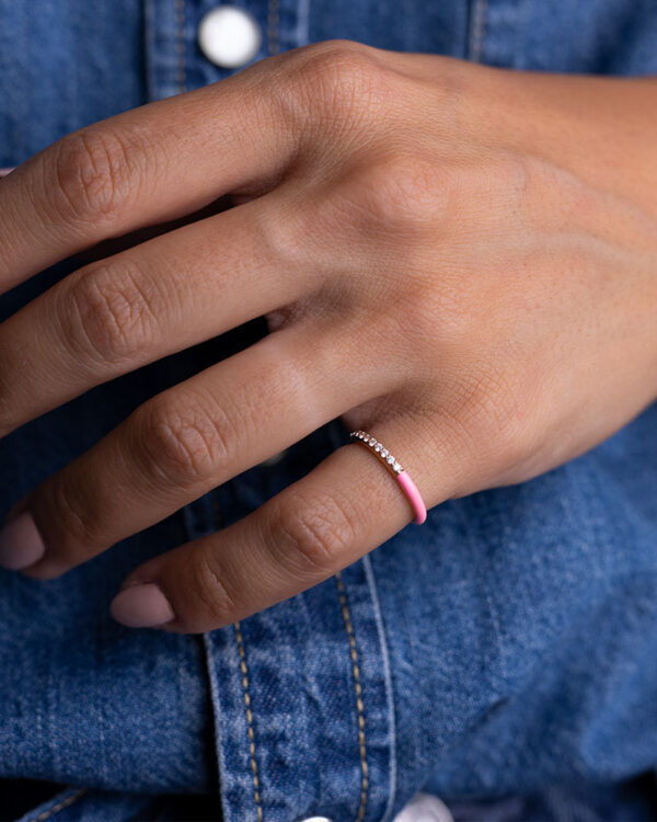 Bubblegum Pink Enamel Pinky Ring - Image 2