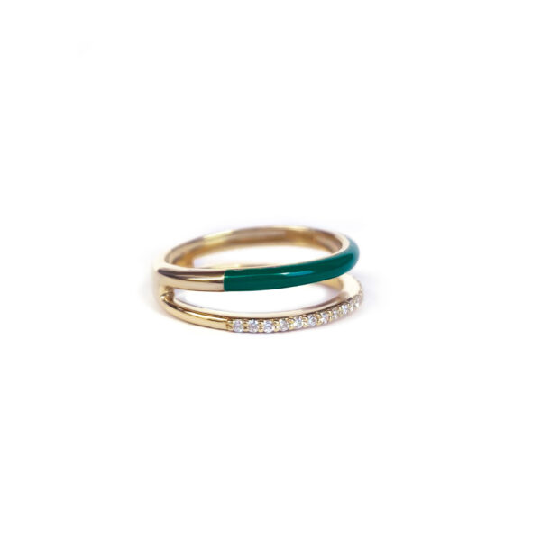 Emerald Green Enamel Pinky Ring - Image 3