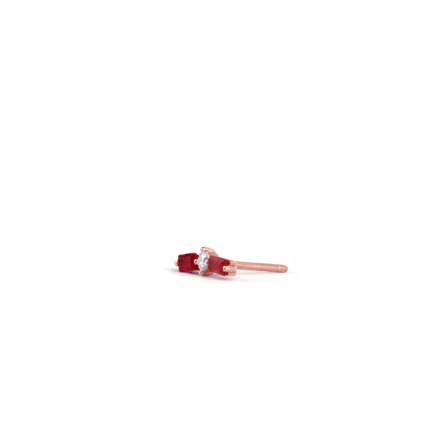 Double Ruby Baguette Earring - Image 3