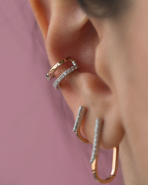 Tilting Diamond Double Ear Cuff - Image 2