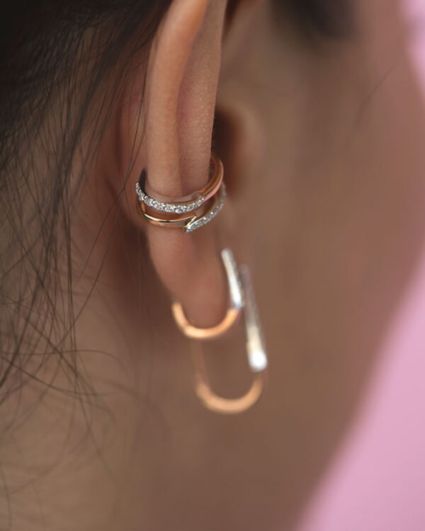 Tilting Diamond Double Ear Cuff - Image 4