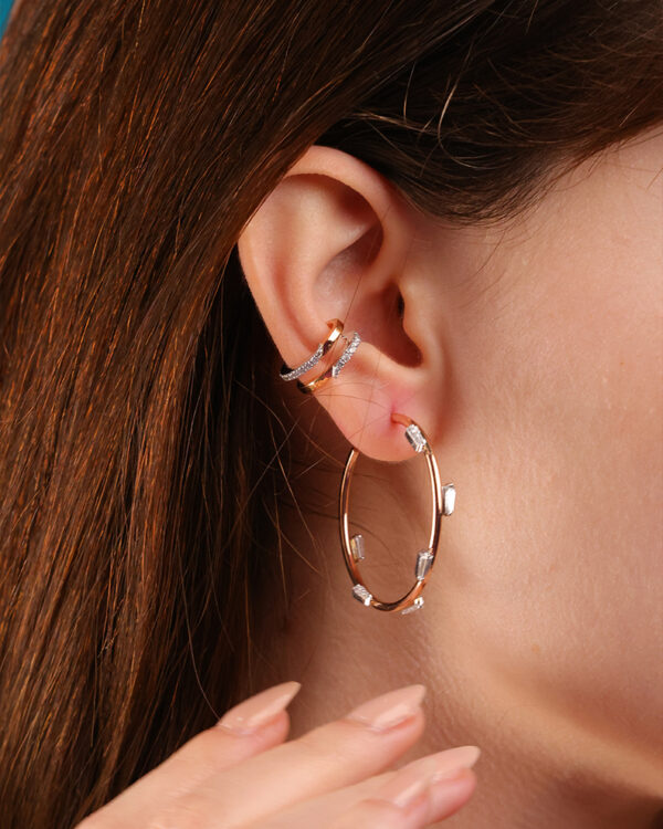 Trapeze Diamond Hoop Earrings - Image 2