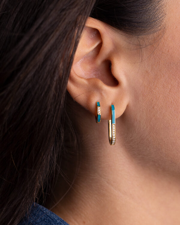 Huggie Earrings Turquoise Enamel - Image 2