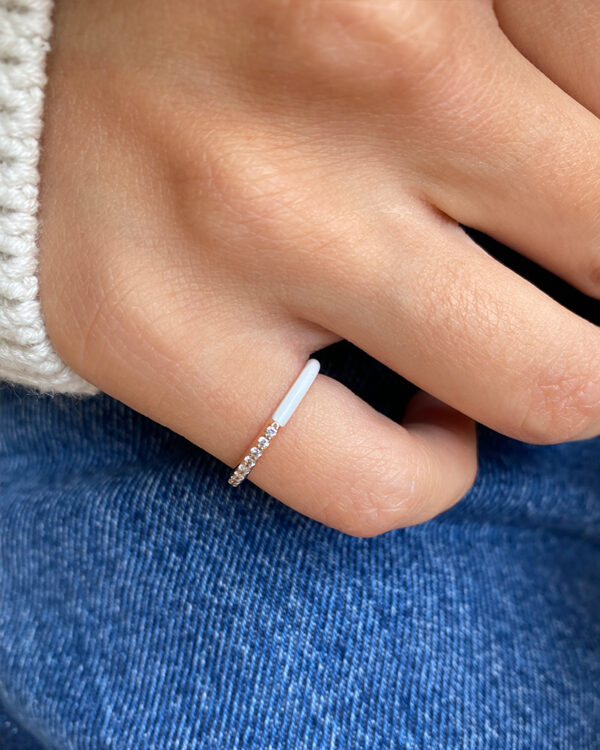 White Enamel Pinky Ring - Image 4