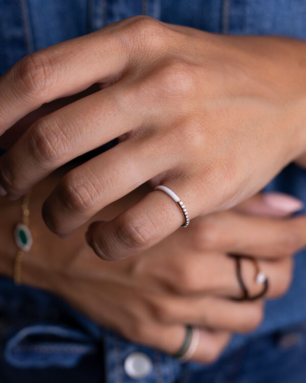 White Enamel Pinky Ring - Image 2