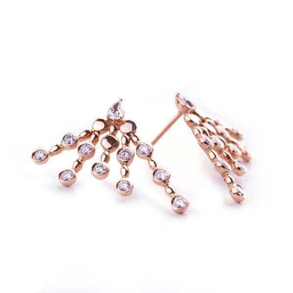 Flared Diamond Dots Earrings - Image 3