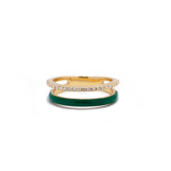 Emerald Green Enamel Pinky Ring