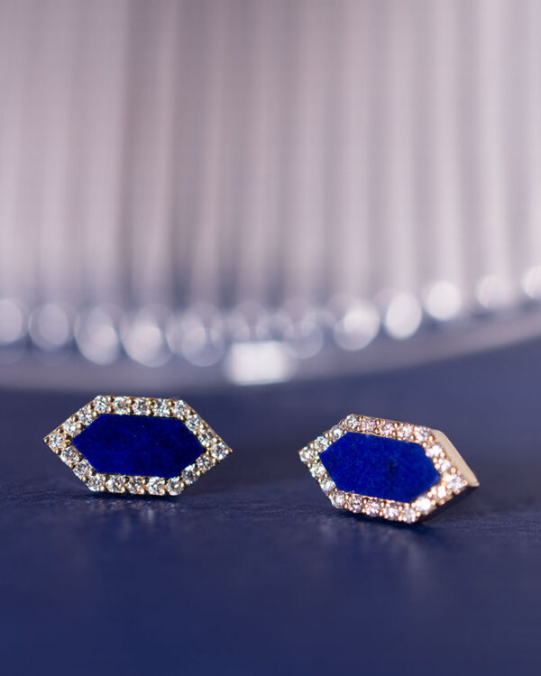 Lapis Lazuli Hexagon Earrings - Image 3