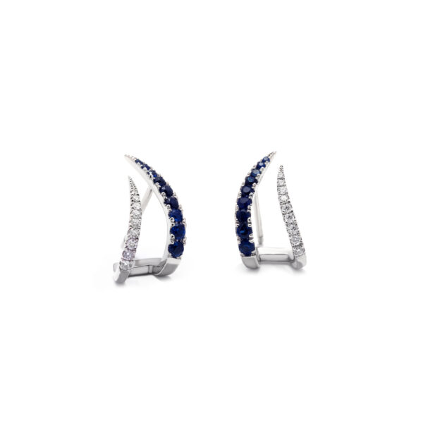Sapphire And Diamond Lobe Hugger Earrings