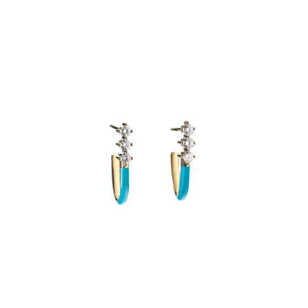 Turquoise Enamel Lobe Hugger Earrings