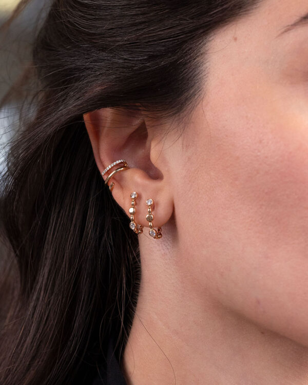 Huggie Diamond Dots Earrings - Image 2