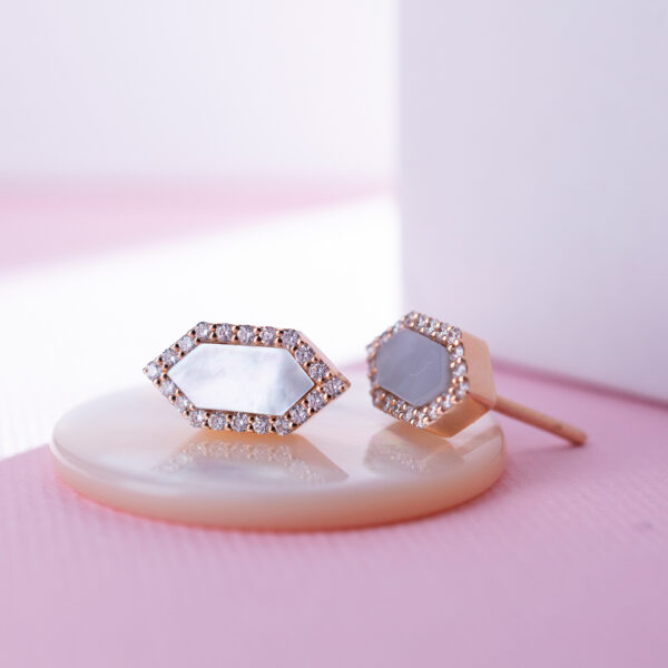 Mother of Pearl Hexagon Earrings - Image 3