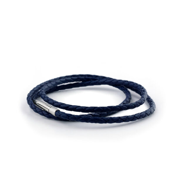 Navy Blue Leather Lock Bracelet Men's