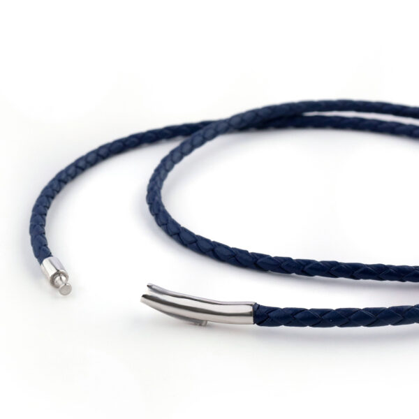 Navy Blue Leather Lock Bracelet Men's - Image 3